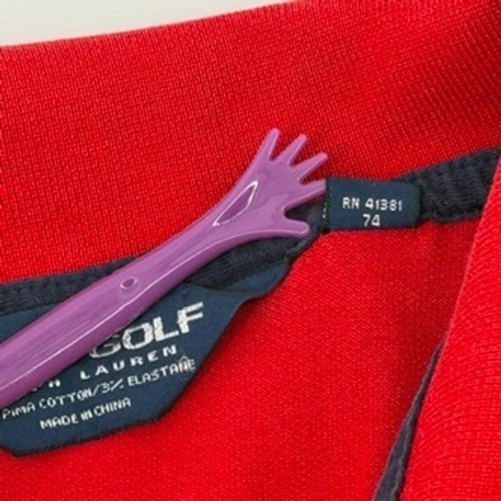 Polo Golf Ralph Lauren Red Pima‎ Cotton Elastane Short Sleeve Polo Shirt Mens L